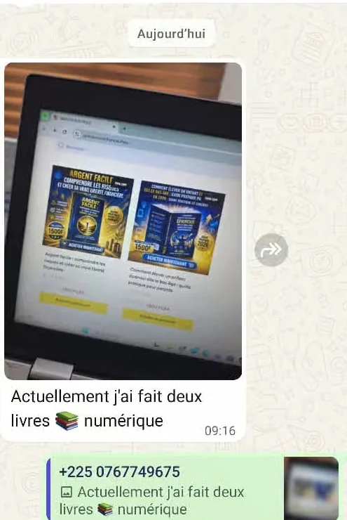 Message de création de deux produits numériques