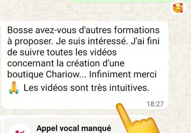 Témoignage WhatsApp sur la qualité de la formation